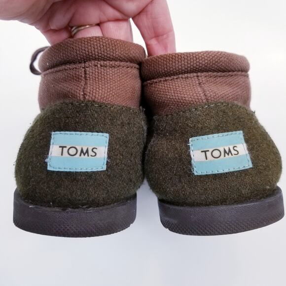 Toms Men's Wool Ridge Botas Lace Up Shoes Olive Green Brown Size 7 - Picture 5 of 7
